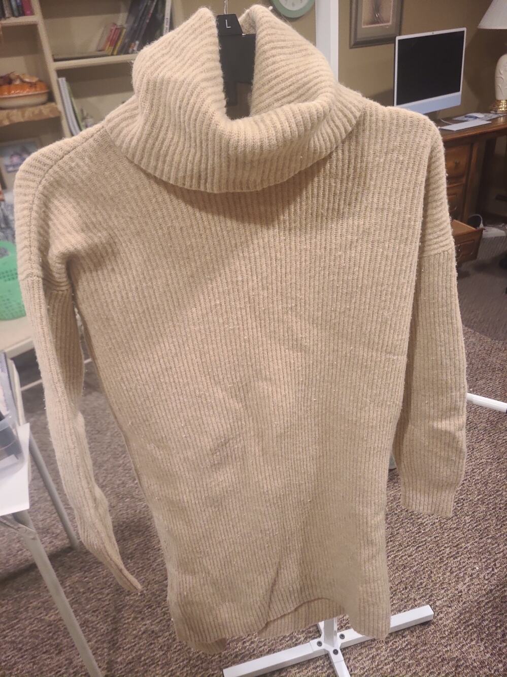 Madewell Sweater Womens Medium Brown Tan Merino Wool Alpaca Ribbed Casual